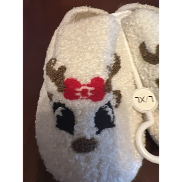 Katy Did Holiday Reindeer Memory Foam Hard Bottom Slipper Christmas L/XL See Pic - Picture 4 of 5